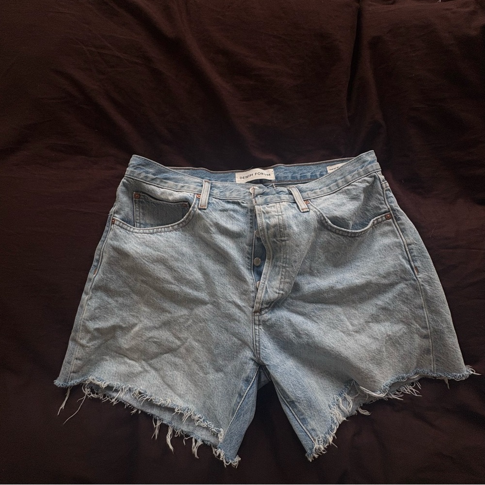 Aritzia Denim Forum High Mid Thigh Denim Shorts